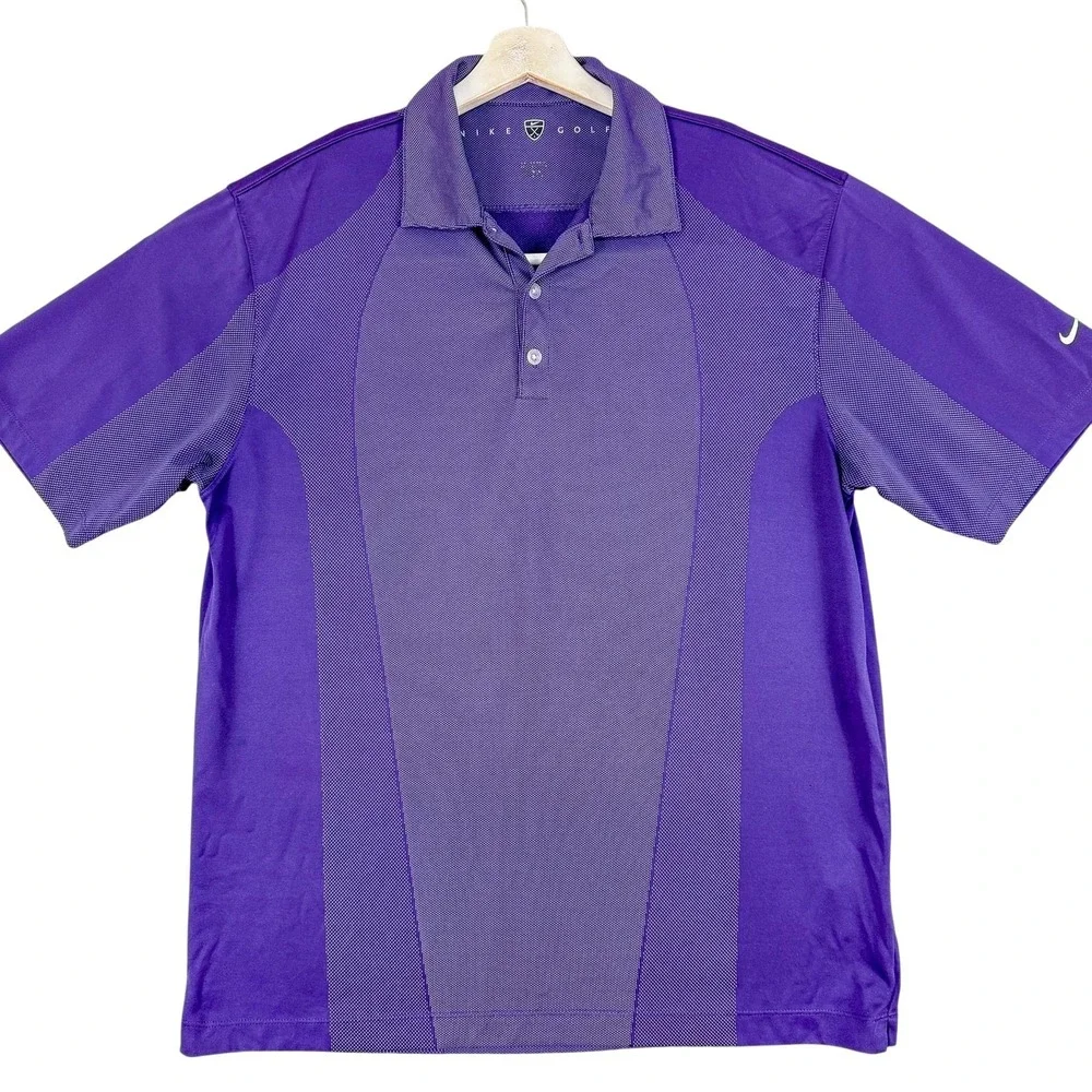 Nike Golf Polo Shirt Mens Large Purple Dri-FIT Golf Performance Top 206486-105